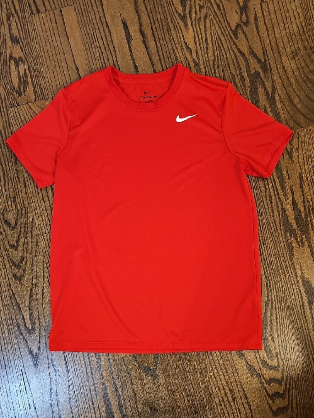 Nike Red Short Sleeve Performance Tee with White Swoosh - Picture 4 of 6